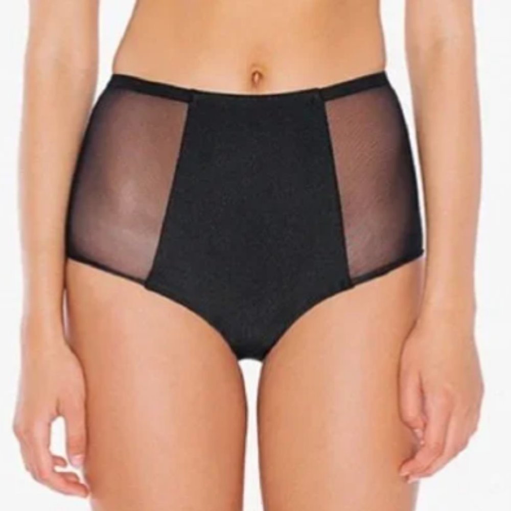 American Apparel High Waisted Mesh Bathingsuit Bottom Black